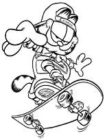 coloriage garfield fait du skate